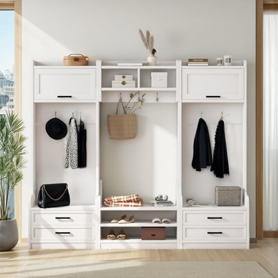 70" Modular Hall Tree System 4-in-1 - Separate Storage Units & Coat Rack with Anti-Tip Kit for Multi-Room Use by Red Barrel Studio