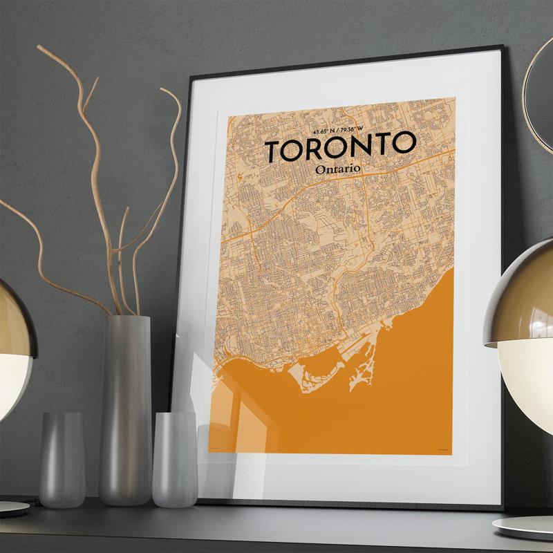 «Toronto City Map», impression rétro, H 36 po x l 24 po