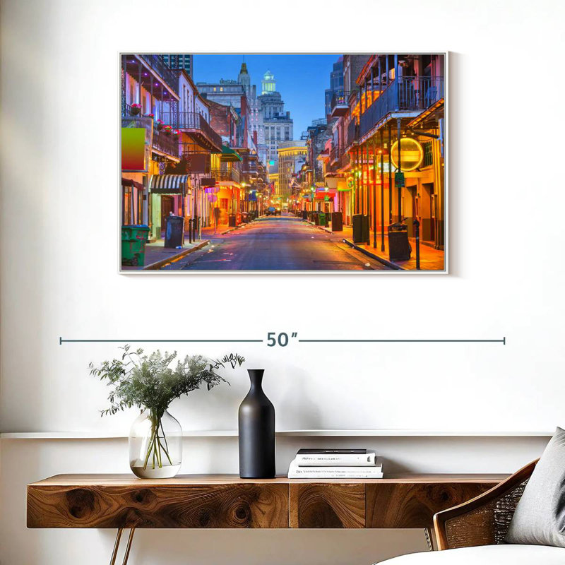 Bourbon Street, Floating Frame White, 37" X 25"