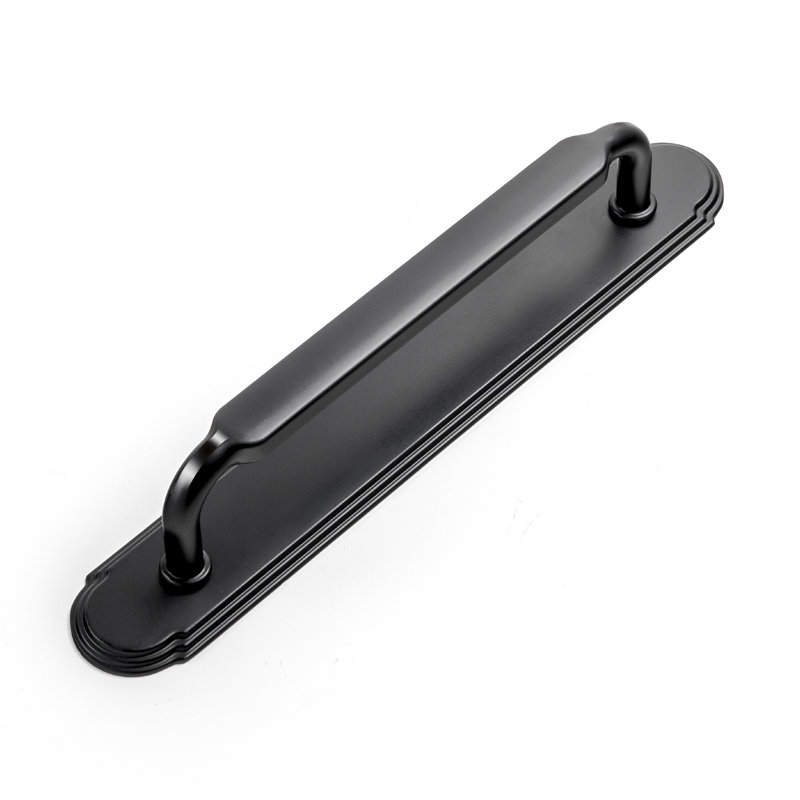 Poignée barre 5 po de centre à centre avec plaque arrière G014 - noir, 5", Noir