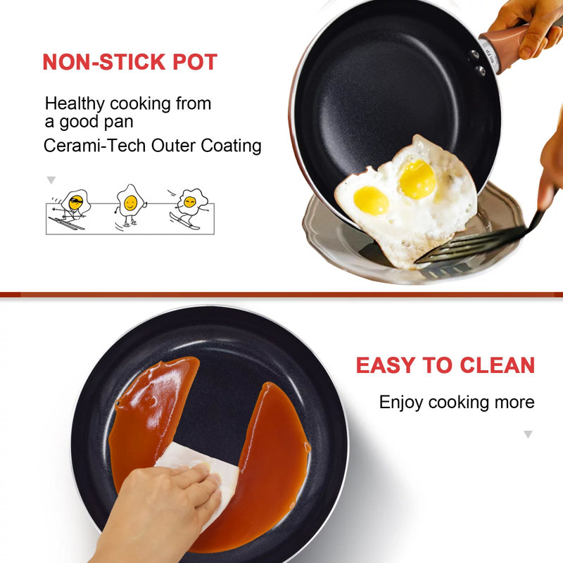 10 - Piece Non-Stick Aluminum Cookware Set, Bronze/Black