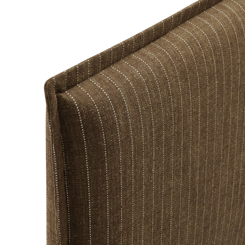 Bentleyville Striped Linen Blend Queen Size Headboard In Earth Stripe, Dark Blue, Queen
