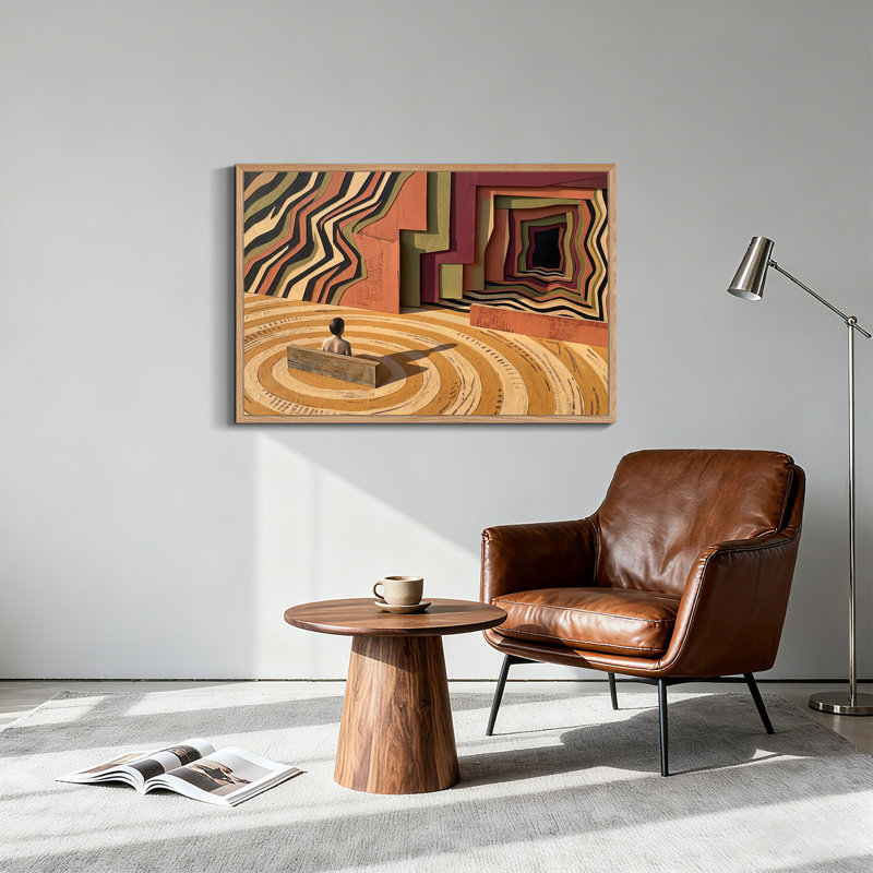 Art sur toile, figure sur un banc, H 32 po x l 48 po