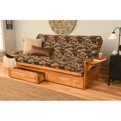 Johnte Full 80" Futon Frame and Mattress with Drawer set
