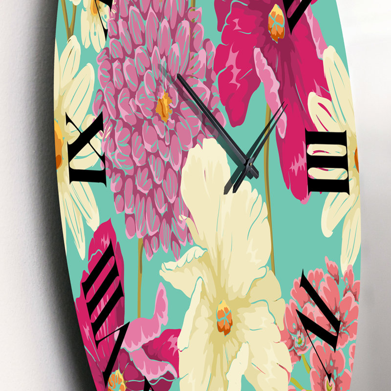 Horloge murale rétro rose et jaune, Petit