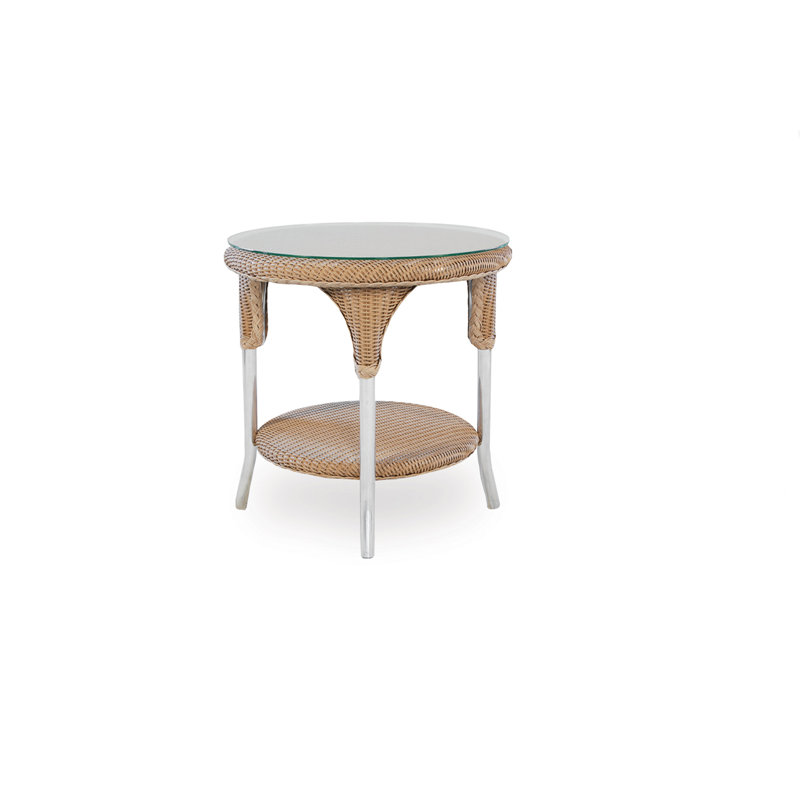 Loom Outdoor Round Side Table, White