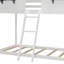Lit superposé simple au-dessus d'un lit simple en bois avec toit, fenêtre, garde-corps et échelle (blanc)