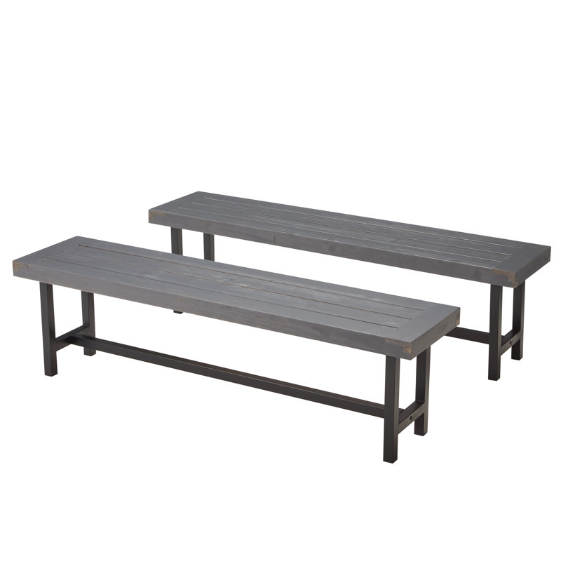 Banc de pique-nique en bois Lulsgate (ensemble de 2), Gris