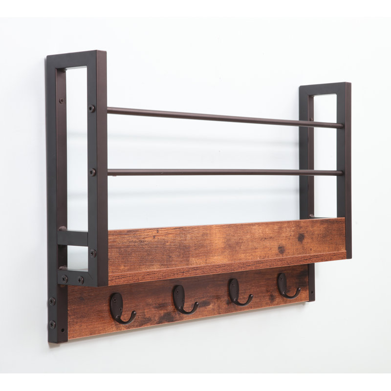 Ericmichael Entryway Shelf - Decorative Hook Shelf for Storage, Brown, Set of 1
