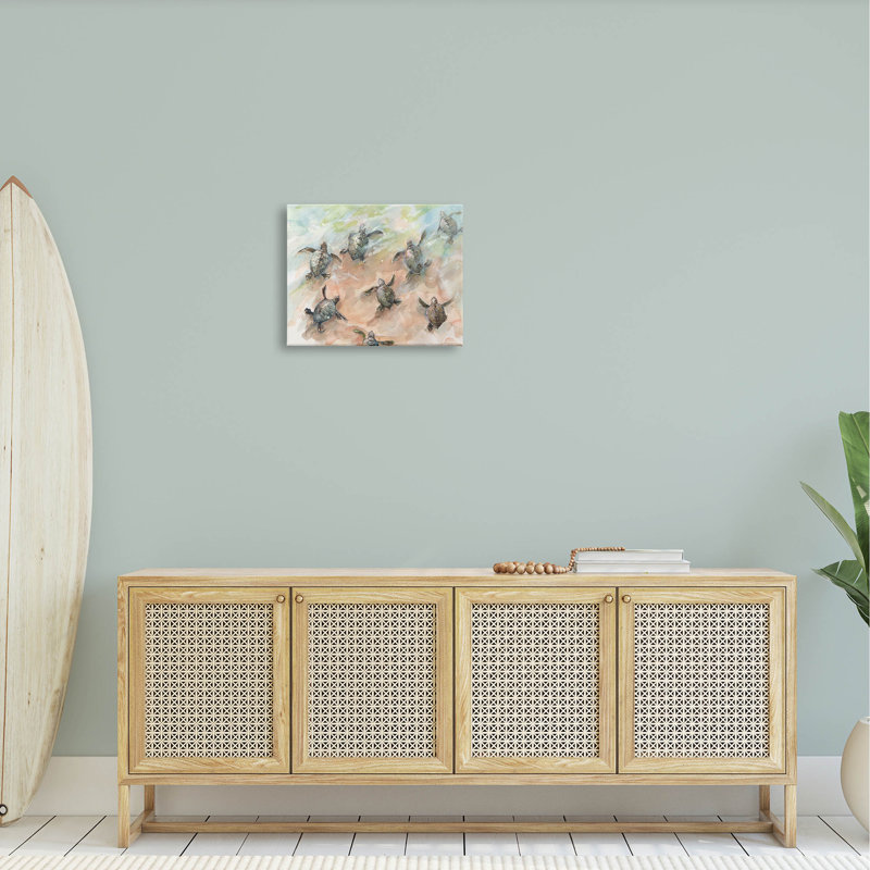 Baby Sea Turtles Beige Canvas Wall Art, 16 x 20