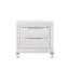 Table de chevet 2 tiroirs Pearl White avec pieds en cristal acrylique