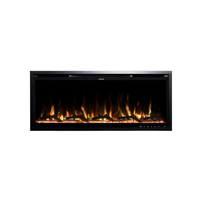 Ultra Thin Aerus Slim Recessed or Wall Mounted Electric Fireplace, Alexa/Wifi Enabled, 17.63" H x 50" W x 4.25" D