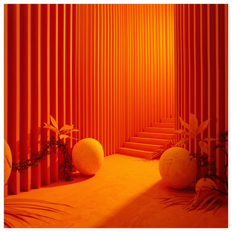 Orange Geometric Staircase Duvet Covers, Queen