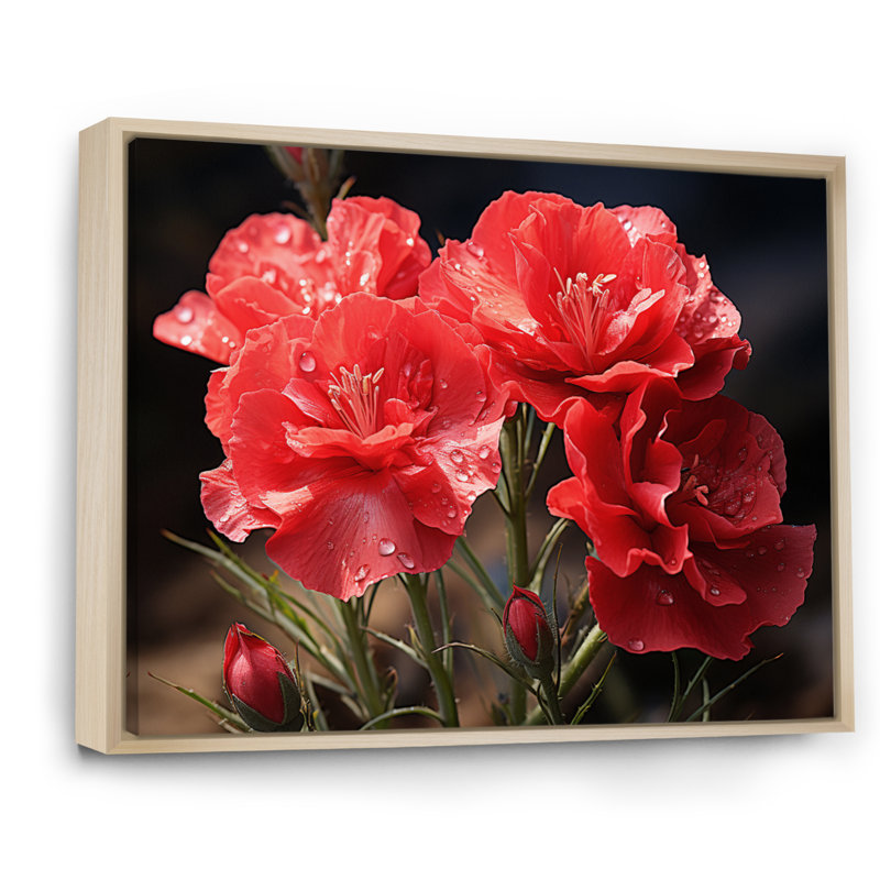 Carnations Field IV, reproduction d'art sur toile, H 24 po x l 32 po x P 1 po, Cadre naturel flottant