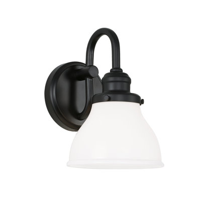  1 - Light Dimmable Matte Black Armed Sconce