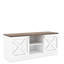 Meuble télé 2 armoires Vintage, base en bois, 80 à 89 pouces, base blanche avec armoires, blanc, attrait