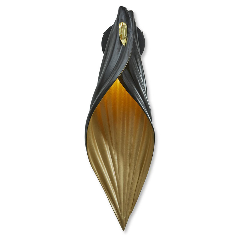 Xavier Clarisse Embossed Leather Wall Sconce, Black, Black/Gold