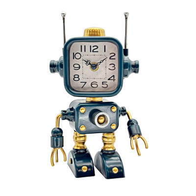 Industrial Steampunk Green Robot Table Clock