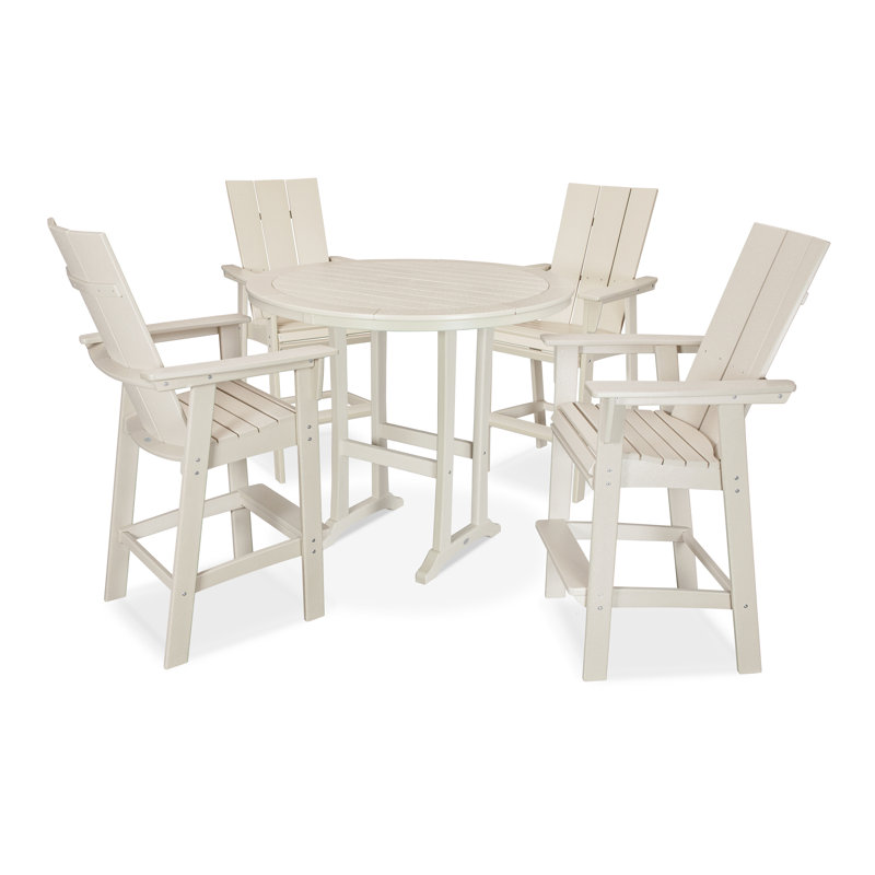 Ensemble de bar à chevalet 5 pièces POLYWOOD Modern Curveback Adirondack, Sable