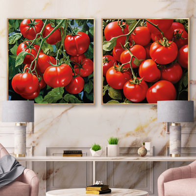 Tomato Scarlet Spheres - Vegetables Square Collage Set Of 2