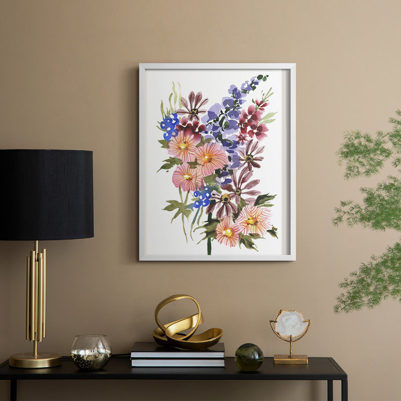 Garden Bouquets III Framed Print - Solid Wood, H 30 po x l 24 po, Blanc