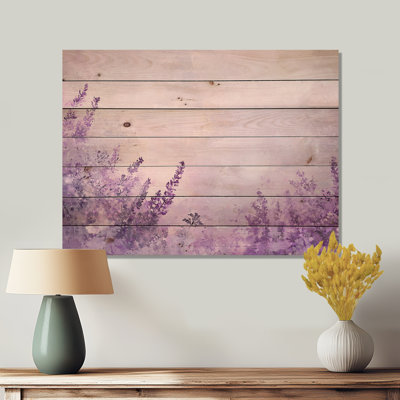 Lavender Meadows In France IV - Traditional Wood Wall Decor On Natural Pine Wood