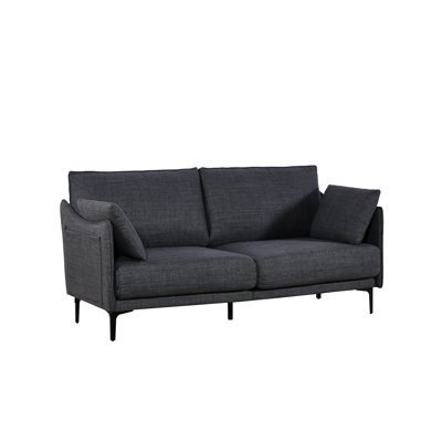 Stylish 2 , Foam, Metal Frame, Grey Upholstery For Home And Living Area With Soft Back Cushion,