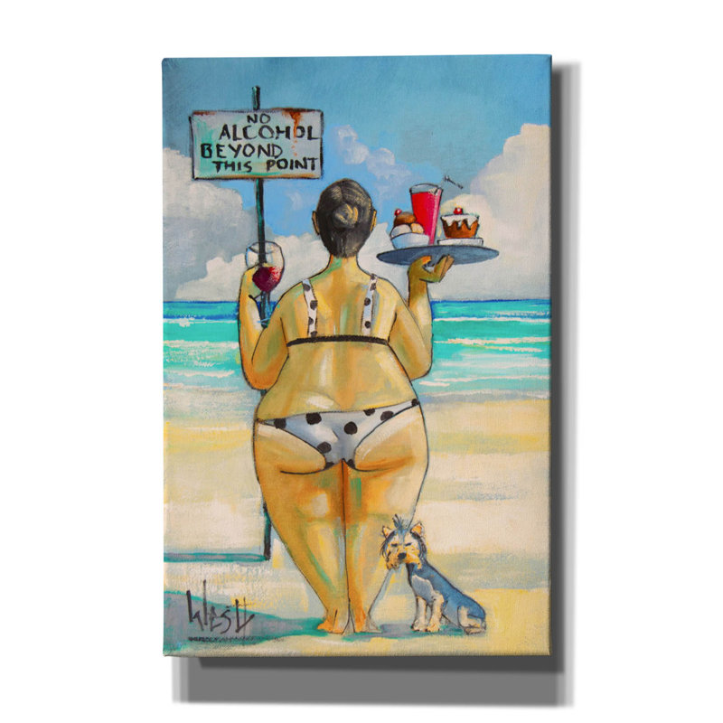 Art mural sur toile, "No Al alcool Beyond This Point" par Ronald West, H 40 po x l 26 po x P 1,5 po