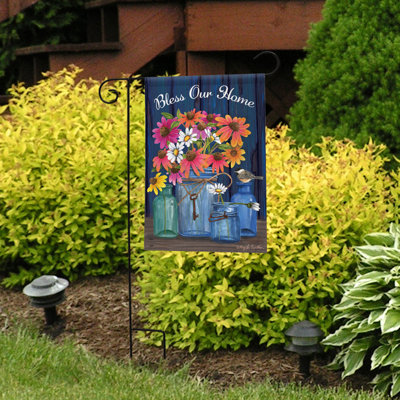 Bless Our Home Mason Jars Summer Garden Flag