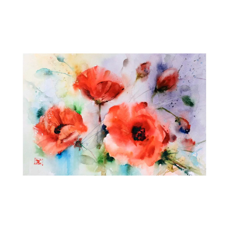 Poppies 1 Piece Painting on Canvas, 66.04 cm H x 45.72 cm W x 1.91 cm D, Wrapped Canvas