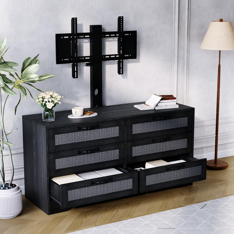Meuble télé de style ferme moderne de 120 cm (47,2 po) avec support réglable et tiroirs de rangement pour téléviseurs de 81 à 165 cm (32 à 65 po)