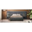 Élégant grand lit tapissier gris, ajoutant du charme à un décor de chambre à coucher moderne avec une touche de luxe-2095796247