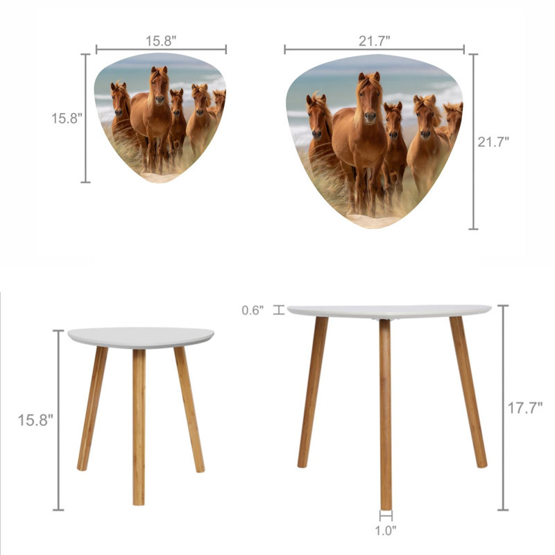Ensemble de 2 tables basses gigognes triangulaires Assateague Wild Pones Beach