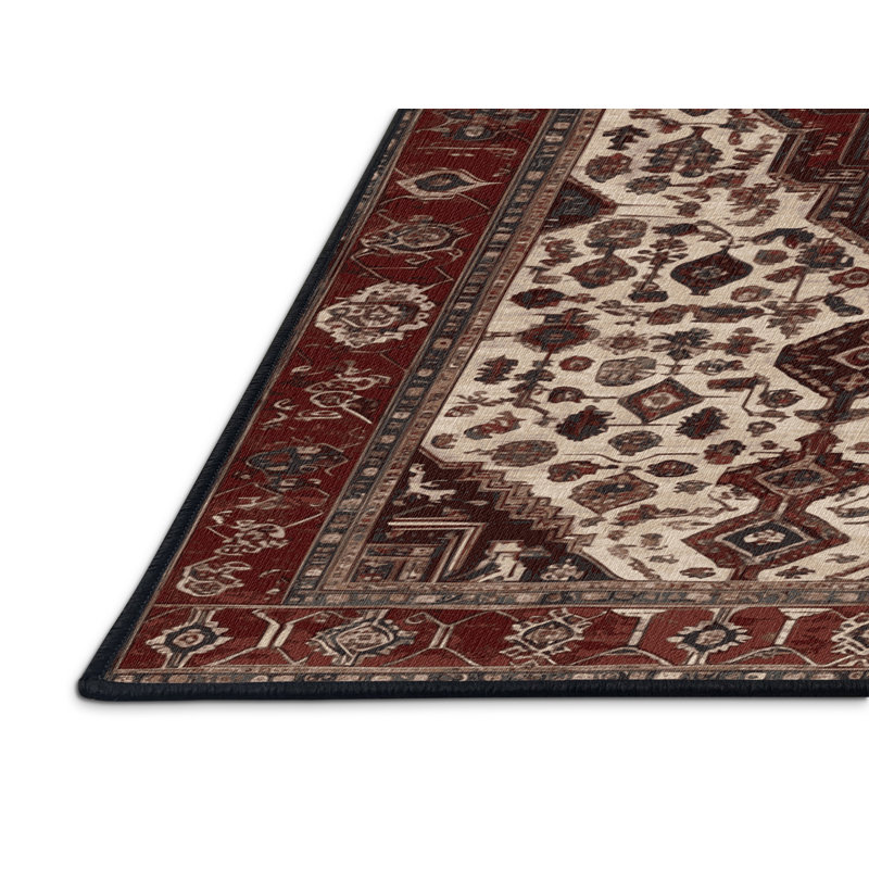 Tapis persan noir lavable à la machine, Rectangulaire 2 pi x 3 pi