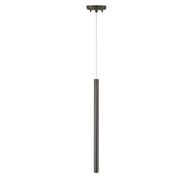 Bowning 1 - Light LED Single Pendant, Pearl Black, 24" H x 1.25" W x 1.25" D