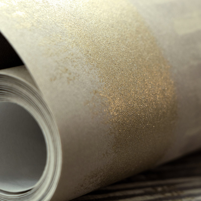 Adonea Hermes Smooth Metallic 33' L x 21" W Wallpaper Roll, Sand