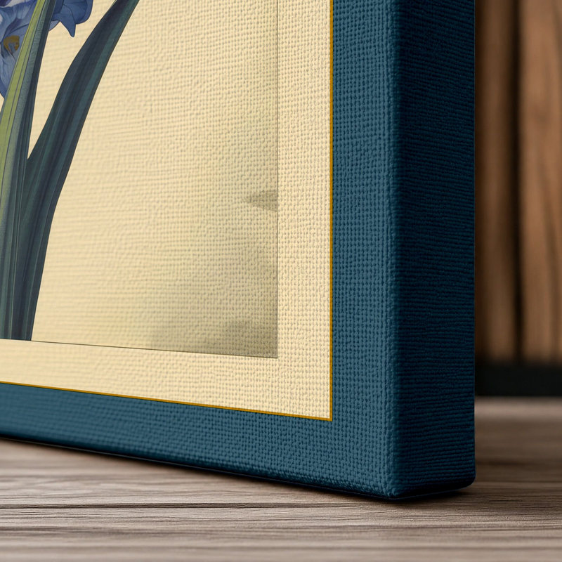 Hyacinth Study Botanical - Wrapped Canvas, 18x12 - 45.7 x 30.5 cm, Teal Border