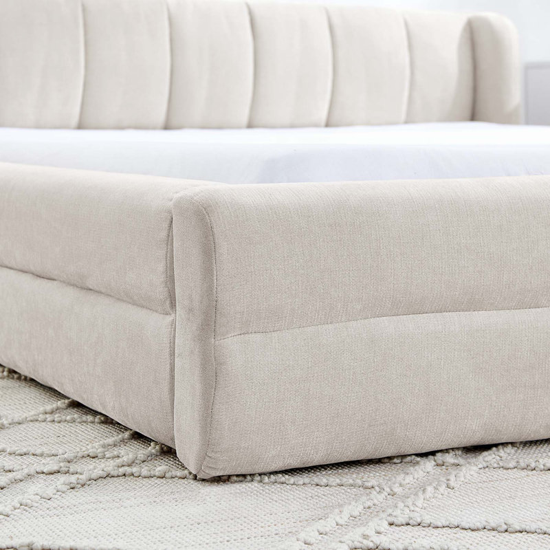 Structure de lit tapissier moderne grand format avec tissu en chenille épais et tête de lit solide pour plus de confort et de style