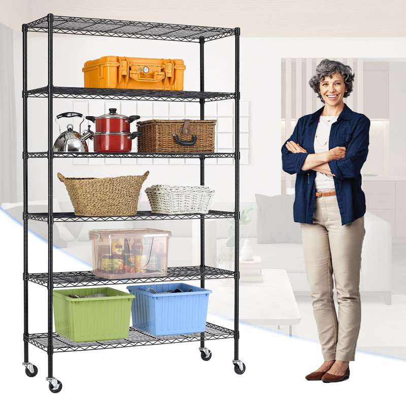 Tadley 48'' W Steel Height -Adjustable Shelving Unit with Wheels