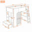 Lit mezzanine en bois avec tablettes de rangement, tiroir et échelle-1164401613-1164401614