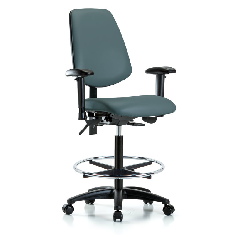 Beckett Vinyl Drafting Chair, Casters, Colonial Blue, Not Included