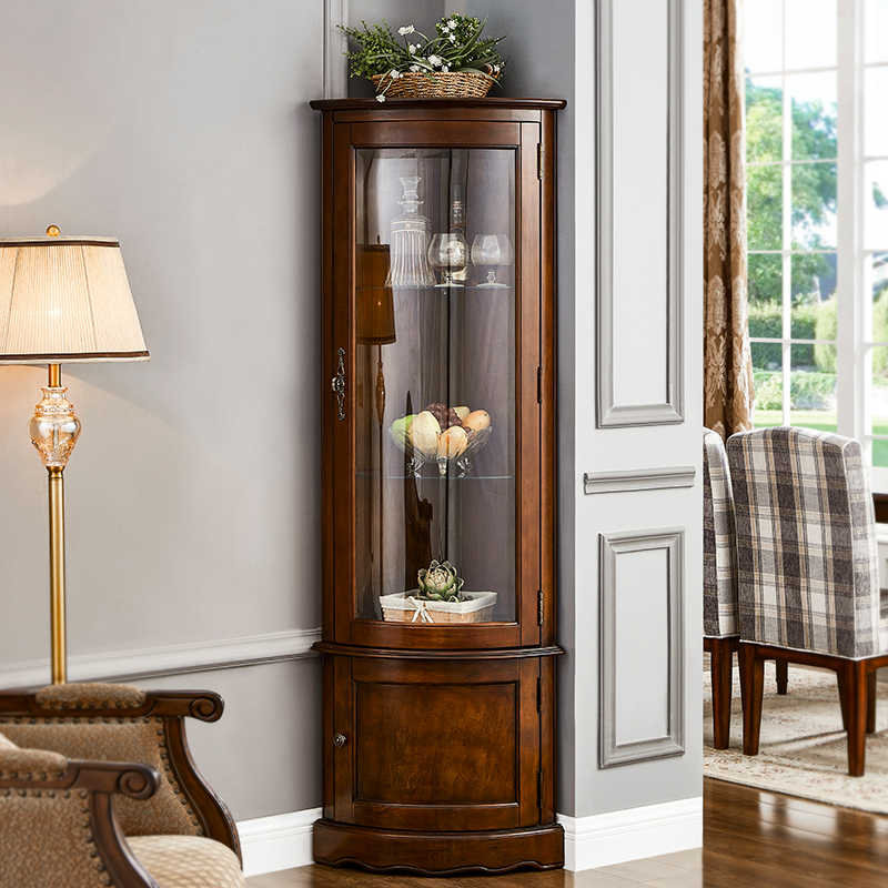 Armoire de rangement 70,87 "en bois massif de style européen avec tablettes d'angle