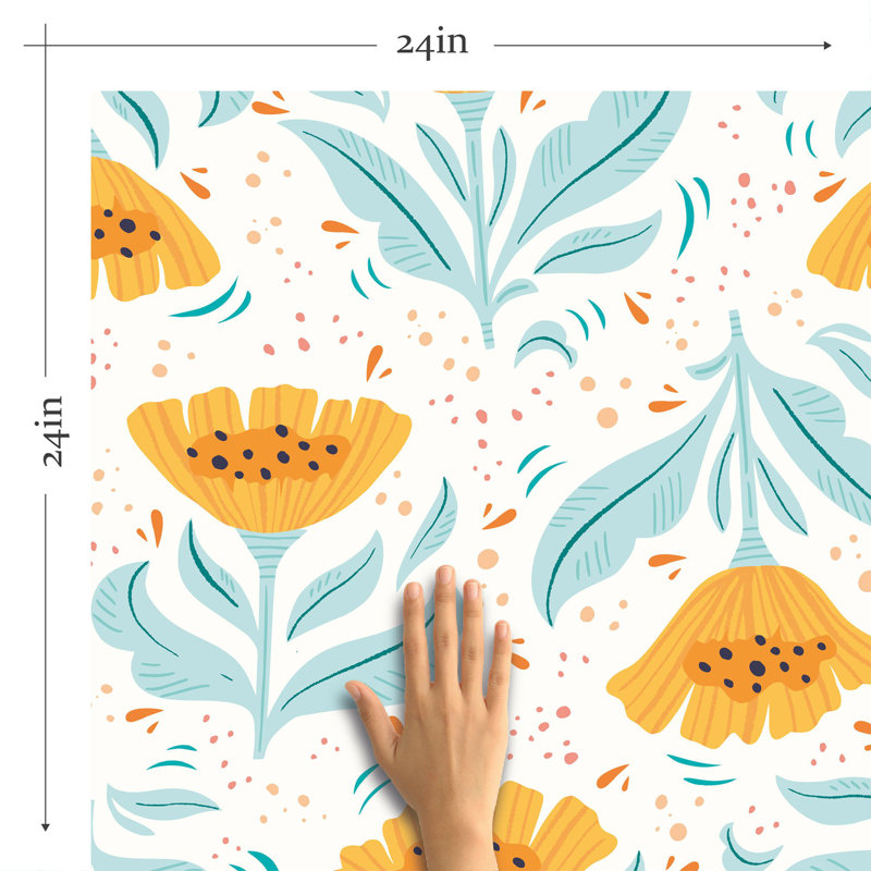 Panneau de papier peint adhésif amovible Botanical, L 102 po x l 24 po