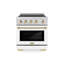 ZLINE Autograph 30 in. Satin Stainless Paramount Induction Range with White Door & Bronze Accents-1142018543
