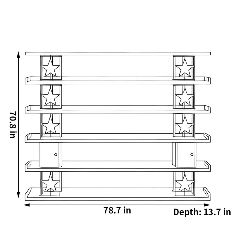 Useful and good-looking bookcase, Dark Brown/Black, (6 Shelves) 70.8"H x 78.7"W x 13.7"D