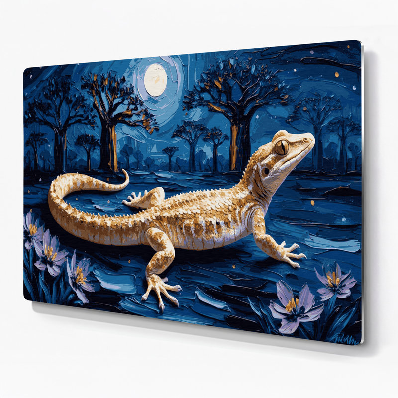 Art mural en métal sauvage, gecko, H 16 po x l 20 po