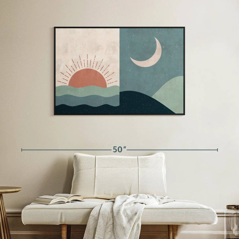 Boho lever et coucher de soleil II, Cadre flottant noir, 40 po x 27 po