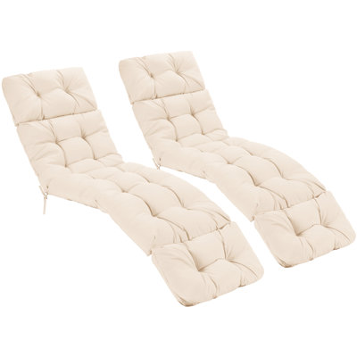2 Pcs 73" Lounge Chaise Cushion Padded Recliner Cushion Indoor Outdoor