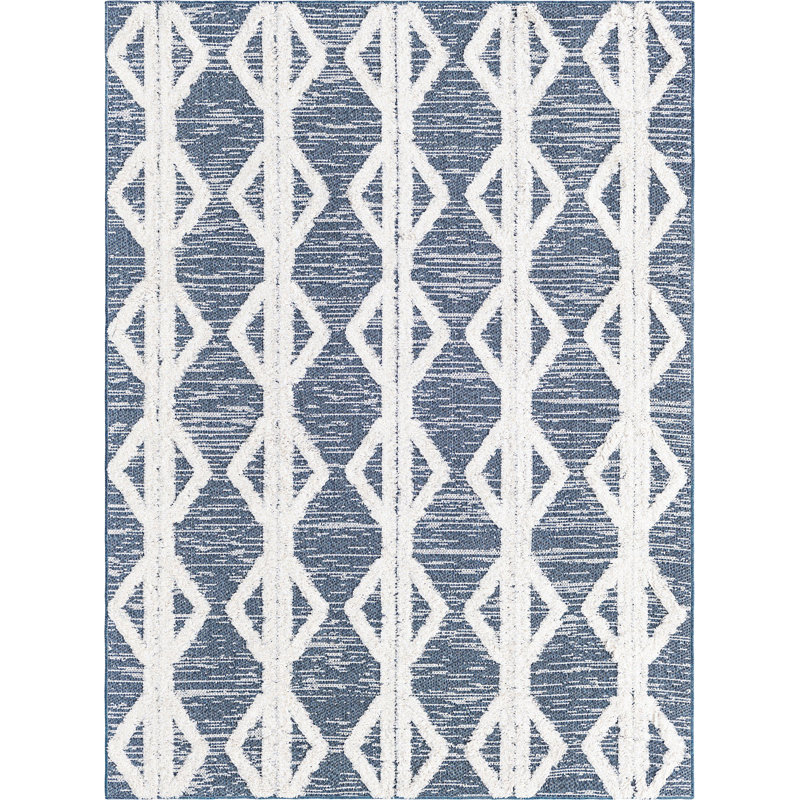 Tapis contemporain Eiryn de couleur bleu marine, Rectangle 4 pi 7 po x 6 pi