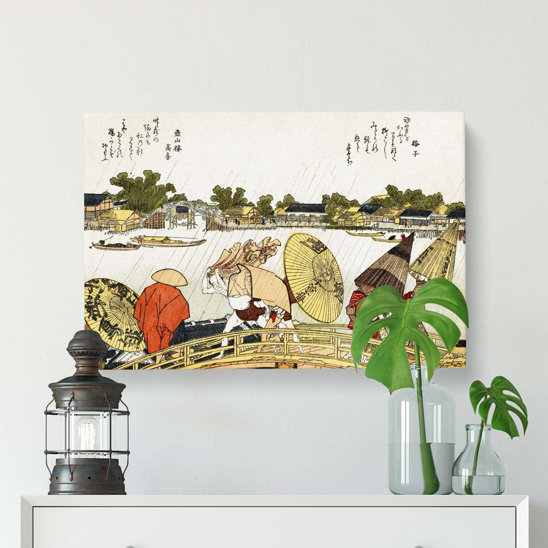 The Makura Bridge by Katsushika Hokusai - Wrapped Canvas